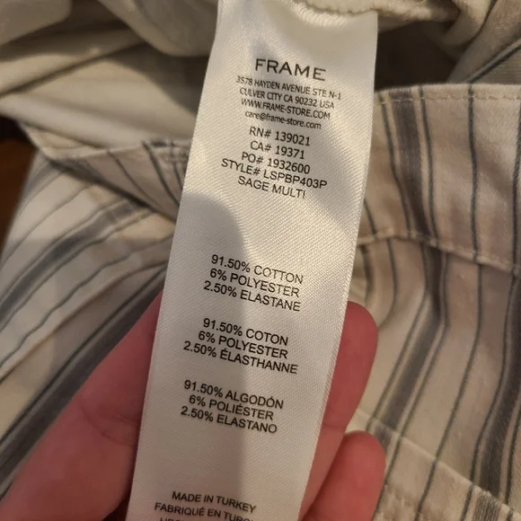 FRAME Denim Le Slim Palazzo Ivory Striped Jeans - Picture 9 of 10